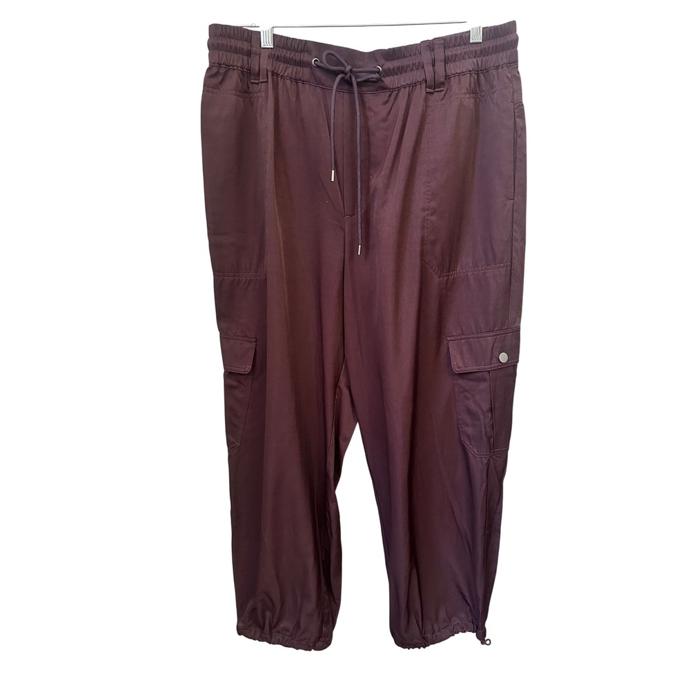 Democracy Womens High Rise Cargo Jogger Pants Plum Burgundy XL BN2636CS5E